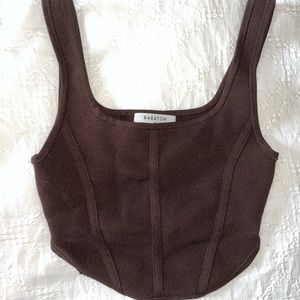 Babaton Sculpt Knit Bustier Tank in Coffee Bean